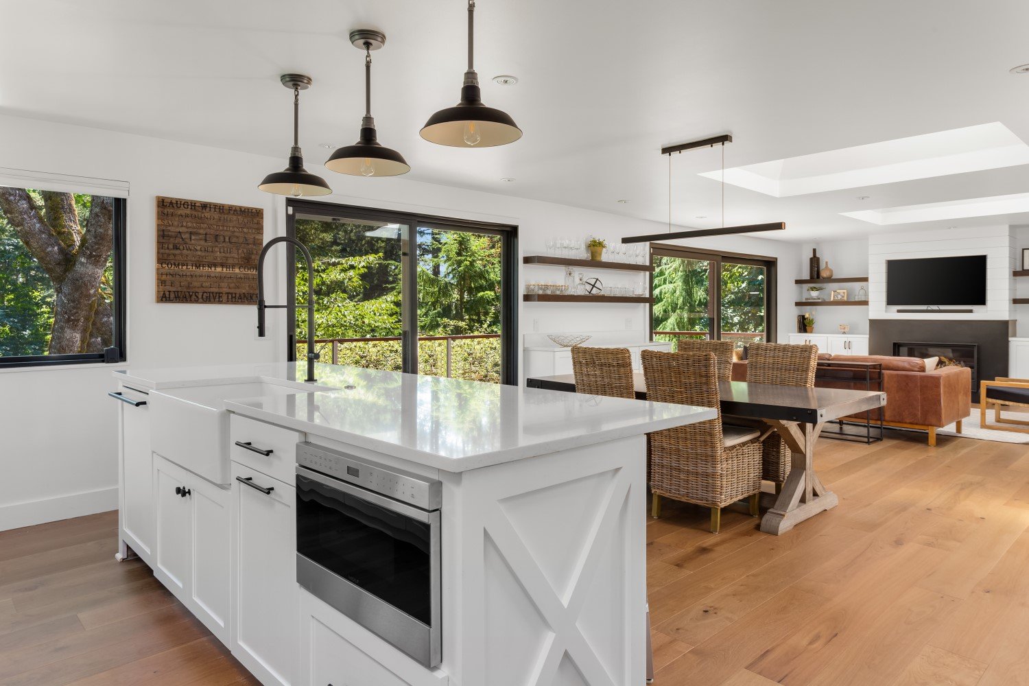 kitchen open concept bar with stools